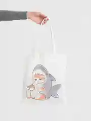 Белый шоппер сумка  "Котики"