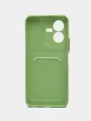 Зеленый силиконовый чехол для Vivo Y22 / Y22S (Виво у22 / у22С), с карманом для карт