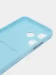 Голубой силиконовый чехол для Infinix HOT 30i (Инфиникс Хот 30Ай), с карманом для карт, прозрачный