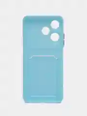 Голубой силиконовый чехол для Infinix HOT 30i (Инфиникс Хот 30Ай), с карманом для карт, прозрачный