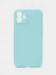 Голубой чехол для iPhone 12 (Айфон 12), прозрачный, c защитой камеры