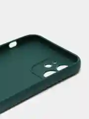 Тёмно-зелёный чехол для iPhone 12 (Айфон 12), прозрачный, c защитой камеры