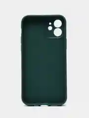 Тёмно-зелёный чехол для iPhone 12 (Айфон 12), прозрачный, c защитой камеры
