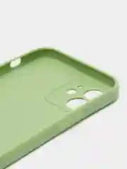 Зеленый чехол для iPhone 12 (Айфон 12), прозрачный, c защитой камеры
