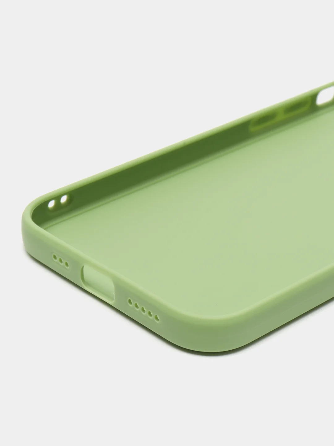 Зеленый чехол для iPhone 12 (Айфон 12), прозрачный, c защитой камеры