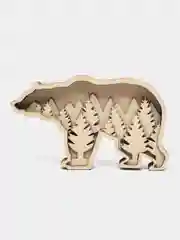 Многослойная деревянная раскраска Медведь, 3D раскраска из дерева