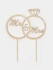 Свадебный топпер, кольца Mr&Ms, для торта и цветов, декор кондитерский