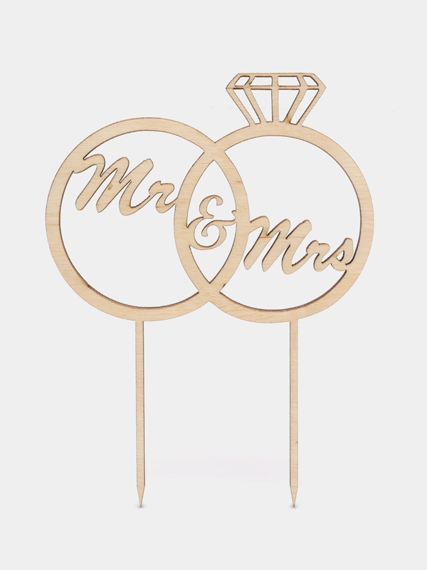 Свадебный топпер, кольца Mr&Ms, для торта и цветов, декор кондитерский