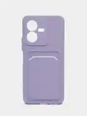 Лавандовый силиконовый чехол для Vivo Y22 / Y22S (Виво у22 / у22С), с карманом для карт