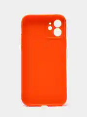 Оранжевый чехол для iPhone 12 (Айфон 12), прозрачный, c защитой камеры