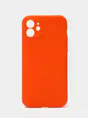 Оранжевый чехол для iPhone 12 (Айфон 12), прозрачный, c защитой камеры