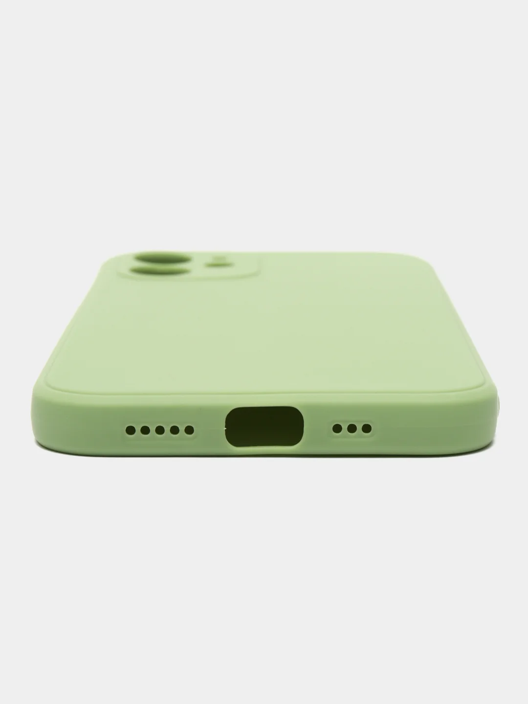 Зеленый чехол для iPhone 12 (Айфон 12), прозрачный, c защитой камеры