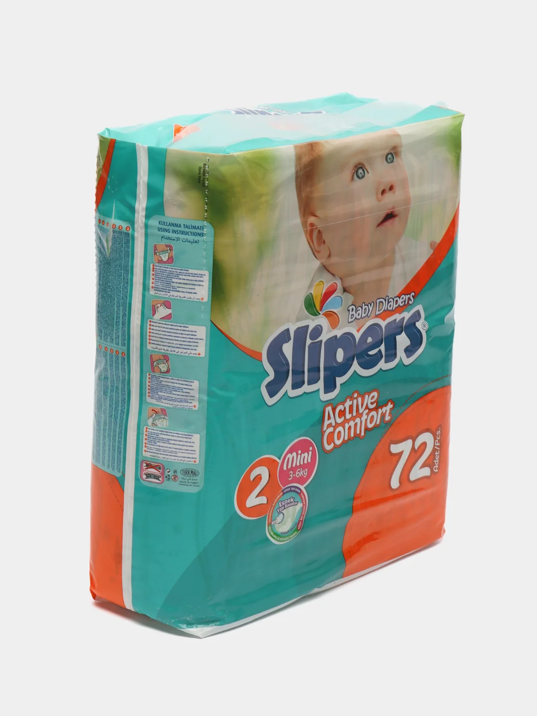 Подгузники детские Slipers №2, от 3 до 6 кг, 72 штуки