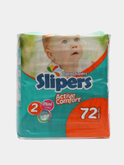 Подгузники детские Slipers №2, от 3 до 6 кг, 72 штуки