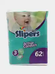 Подгузники Slipers №3, детские, от 4 до 9 кг, 62 штуки