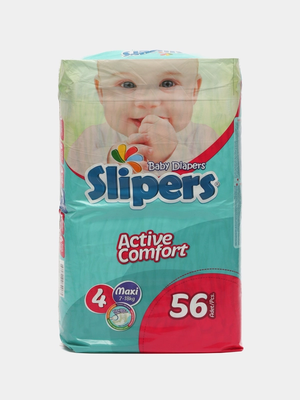 Подгузники детские Slipers №4, от 7 до 18 кг, 56 штук