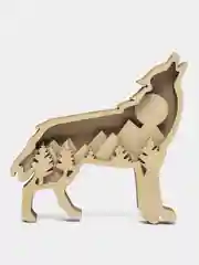 Многослойная деревянная раскраска Волк, 3D раскраска из дерева