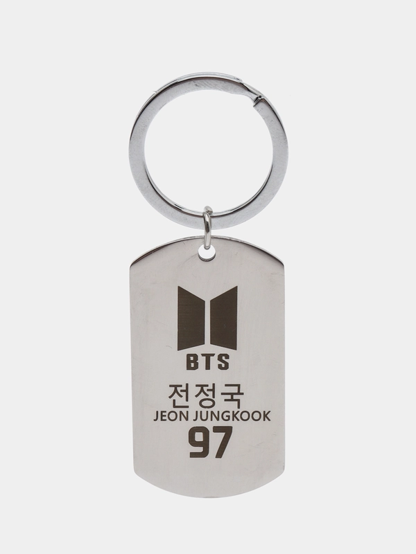 Брелок BTS, подвеска-жетон металлический для ключей с лазерной гравировкой