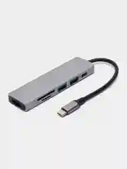 Серый металлик type C HUB 5 в 1 Концентратор USB 3.0 и HDMI