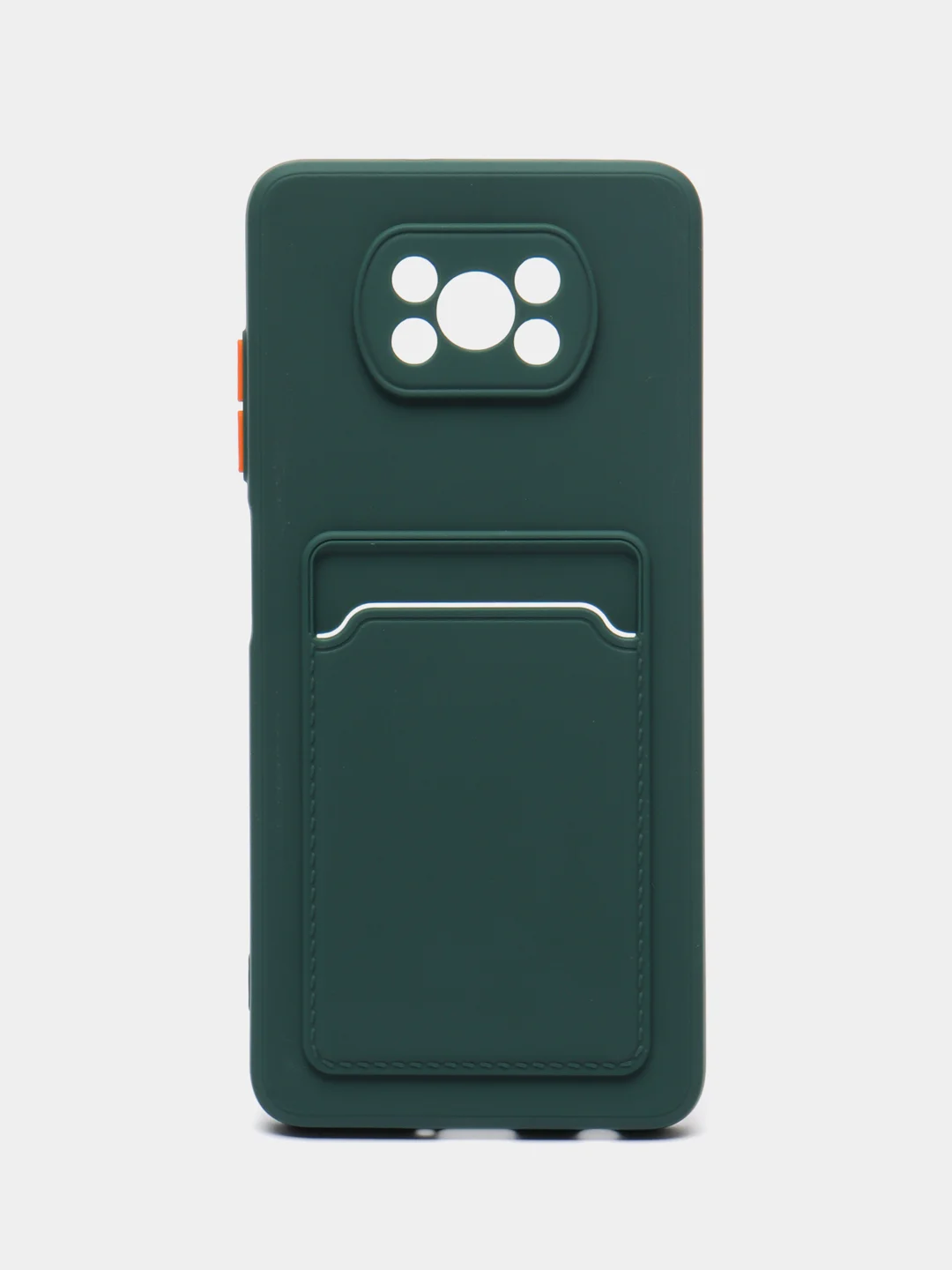 Тёмно-зелёный силиконовый чехол для Poco X3, X3 Pro, X3 NFC (Поко Икс3) силиконовый, с карманом для карт