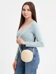 Бежевый соломенная сумка, круглая летняя
