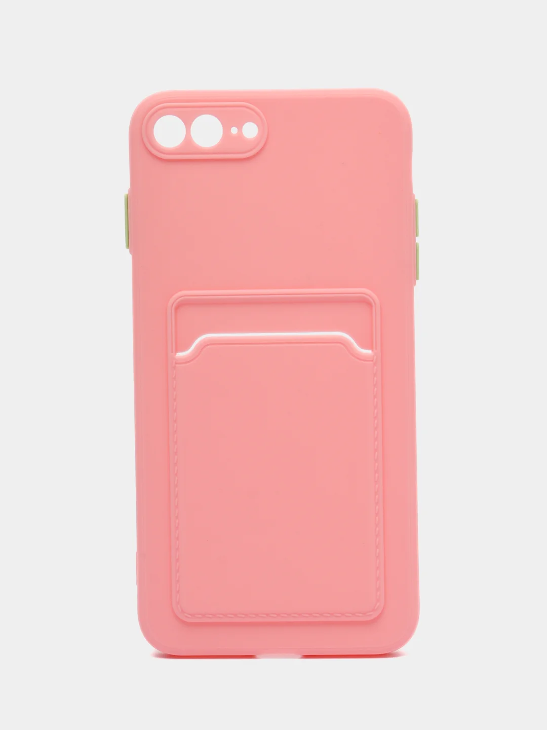Пудровый чехол для iPhone 7, 8 Plus (Айфон 7, 8 Плюс) с карманом для карт