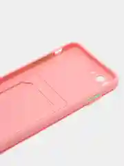 Пудровый чехол для iPhone 7, 8 Plus (Айфон 7, 8 Плюс) с карманом для карт