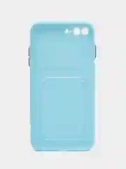 Голубой чехол для iPhone 7, 8 Plus (Айфон 7, 8 Плюс) с карманом для карт
