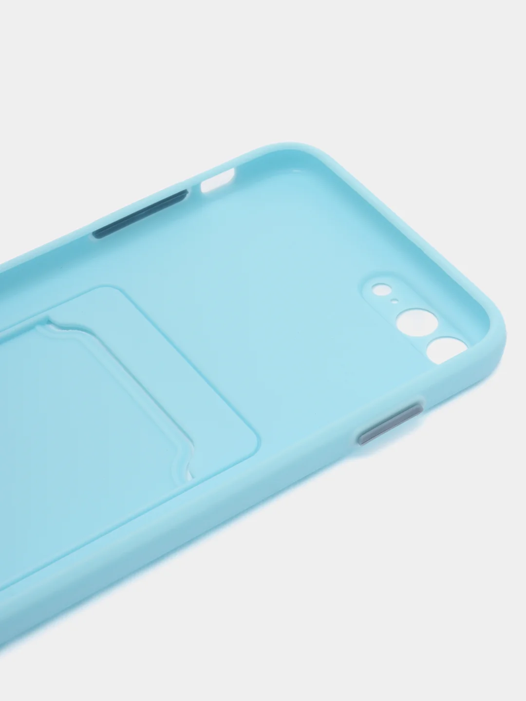 Голубой чехол для iPhone 7, 8 Plus (Айфон 7, 8 Плюс) с карманом для карт