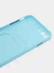 Голубой чехол для iPhone 7, 8 Plus (Айфон 7, 8 Плюс) с карманом для карт