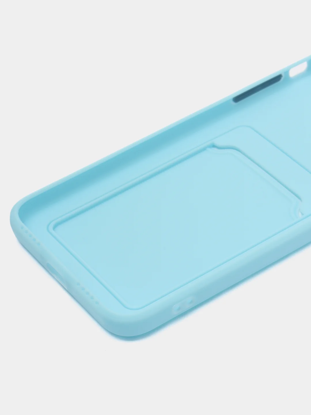 Голубой чехол для iPhone 7, 8 Plus (Айфон 7, 8 Плюс) с карманом для карт