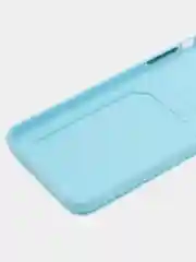 Голубой чехол для iPhone 7, 8 Plus (Айфон 7, 8 Плюс) с карманом для карт
