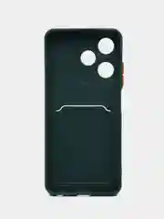Тёмно-зелёный силиконовый чехол для Infinix HOT 30i (Инфиникс Хот 30Ай), с карманом для карт, прозрачный