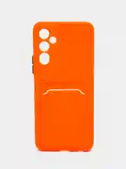 Оранжевый силиконовый чехол для Tecno POVA Neo 2 (Техно Пова Нео 2), прозрачный с карманом для карт