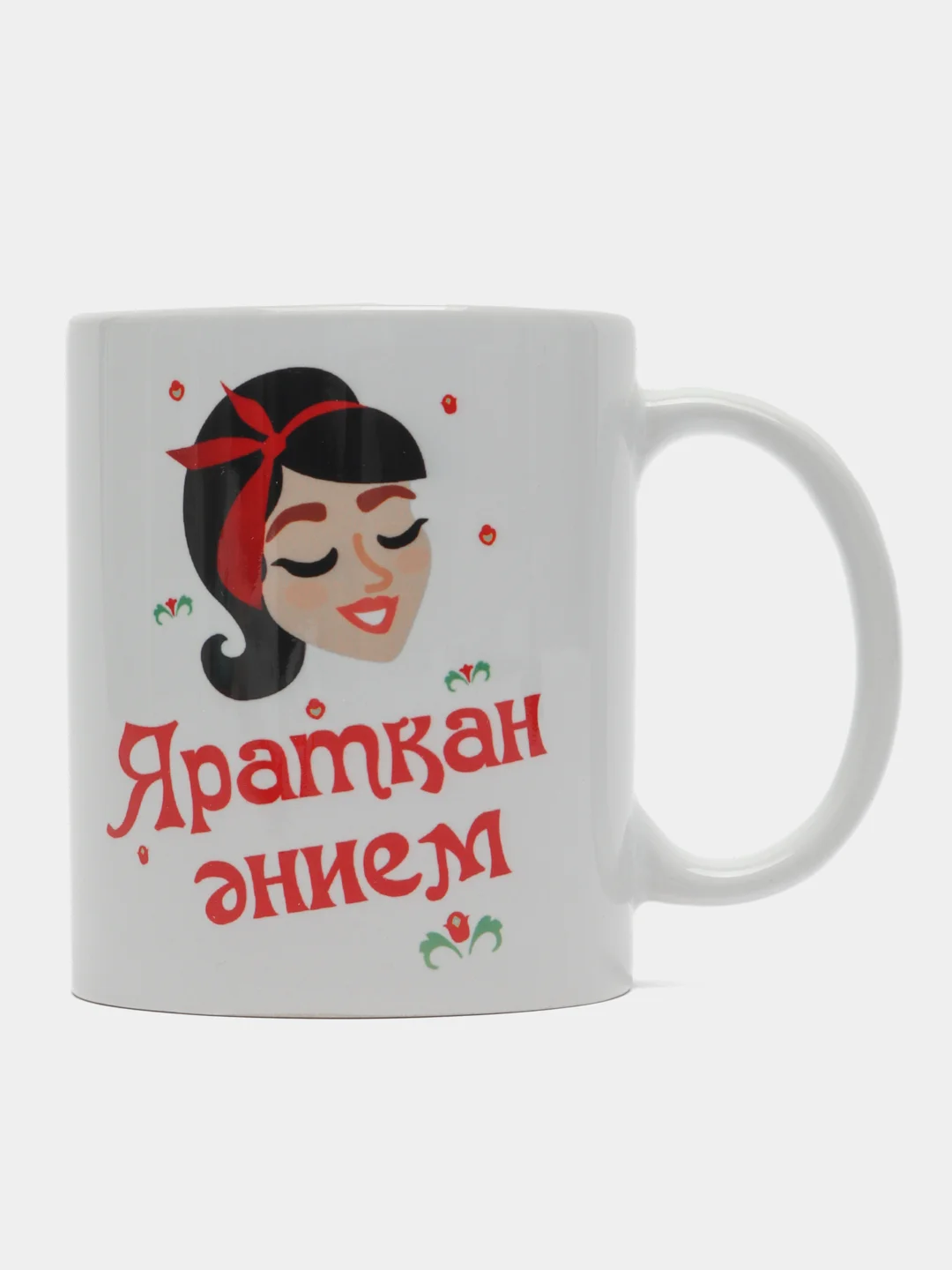 Красный подарочный набор маме на татарском языке (фартук + кружка)