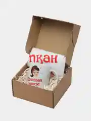 Красный подарочный набор маме на татарском языке (фартук + кружка)