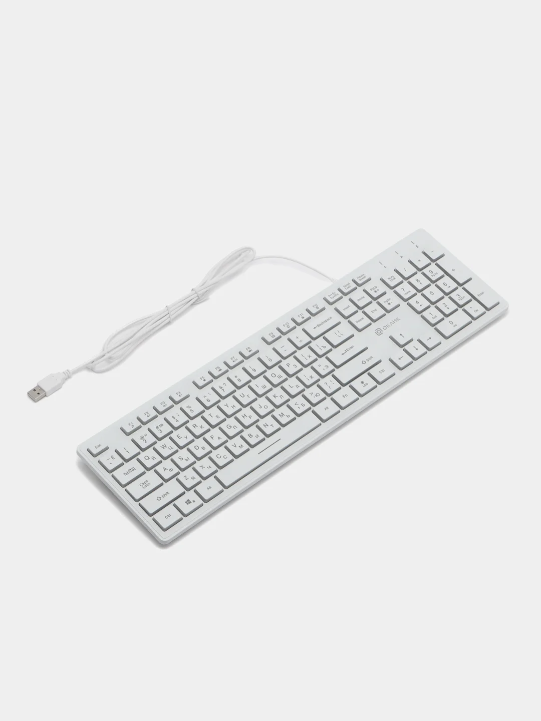 Белый клавиатура с подсветкой Oklick 550ML Slim, мембрана игровая, тонкая