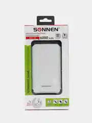 Аккумулятор внешний 6000 mAh Sonnen Powerbank K611, 2 Usb, литий-полимерный, белый, 263028