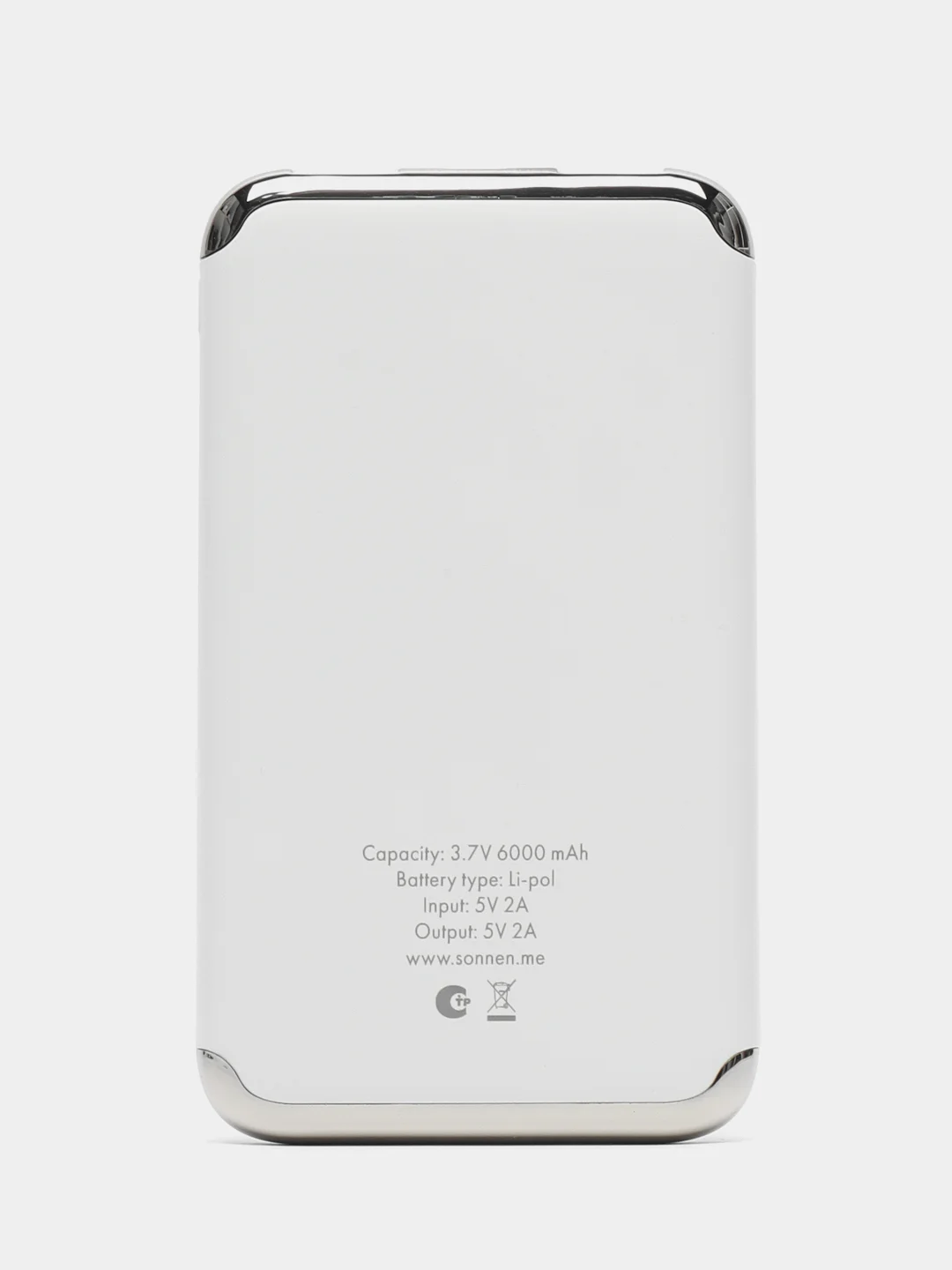 Аккумулятор внешний 6000 mAh Sonnen Powerbank K611, 2 Usb, литий-полимерный, белый, 263028