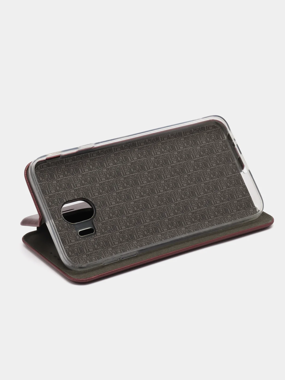 Бордовый чехол-книжка для Samsung Galaxy J 4, Самсунг J 4, экокожа