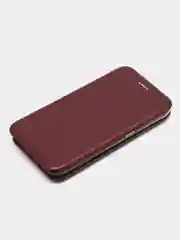 Бордовый чехол-книжка для Samsung Galaxy J1 (2016), Самсунг J1, экокожа