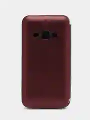 Бордовый чехол-книжка для Samsung Galaxy J1 (2016), Самсунг J1, экокожа