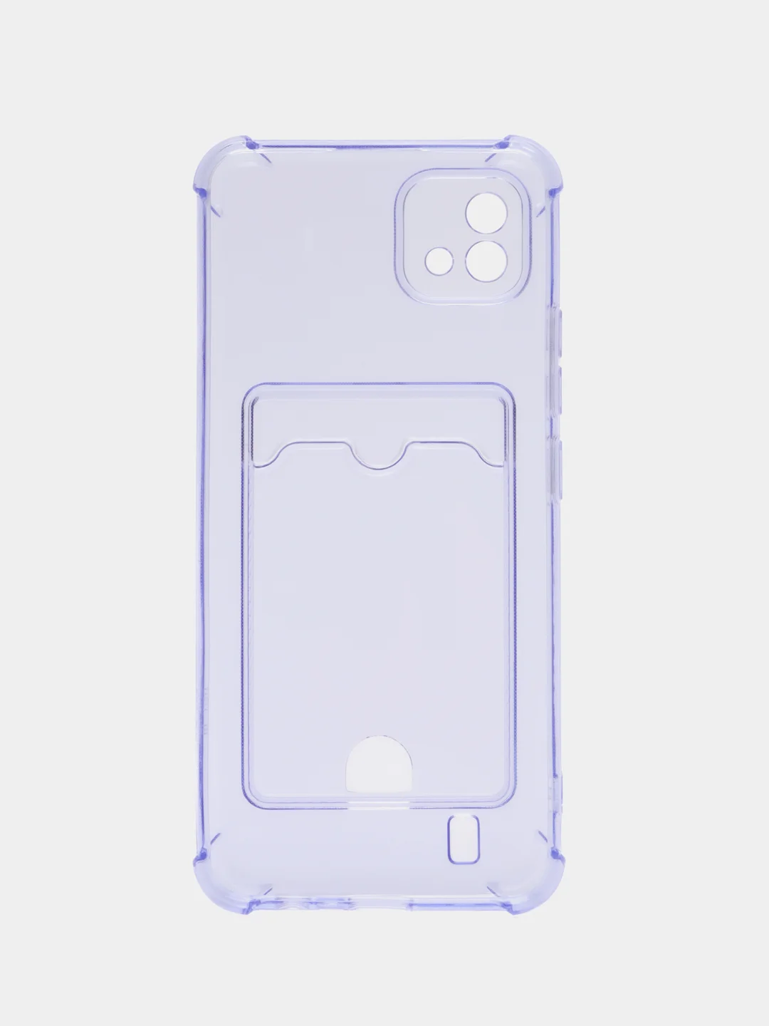 Лавандовый чехол противоударный Realme C11 2021, C20, прозрачный с карманом для карты