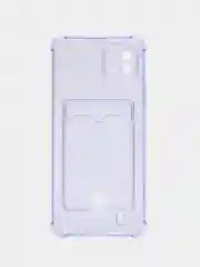 Лавандовый чехол противоударный Realme C11 2021, C20, прозрачный с карманом для карты