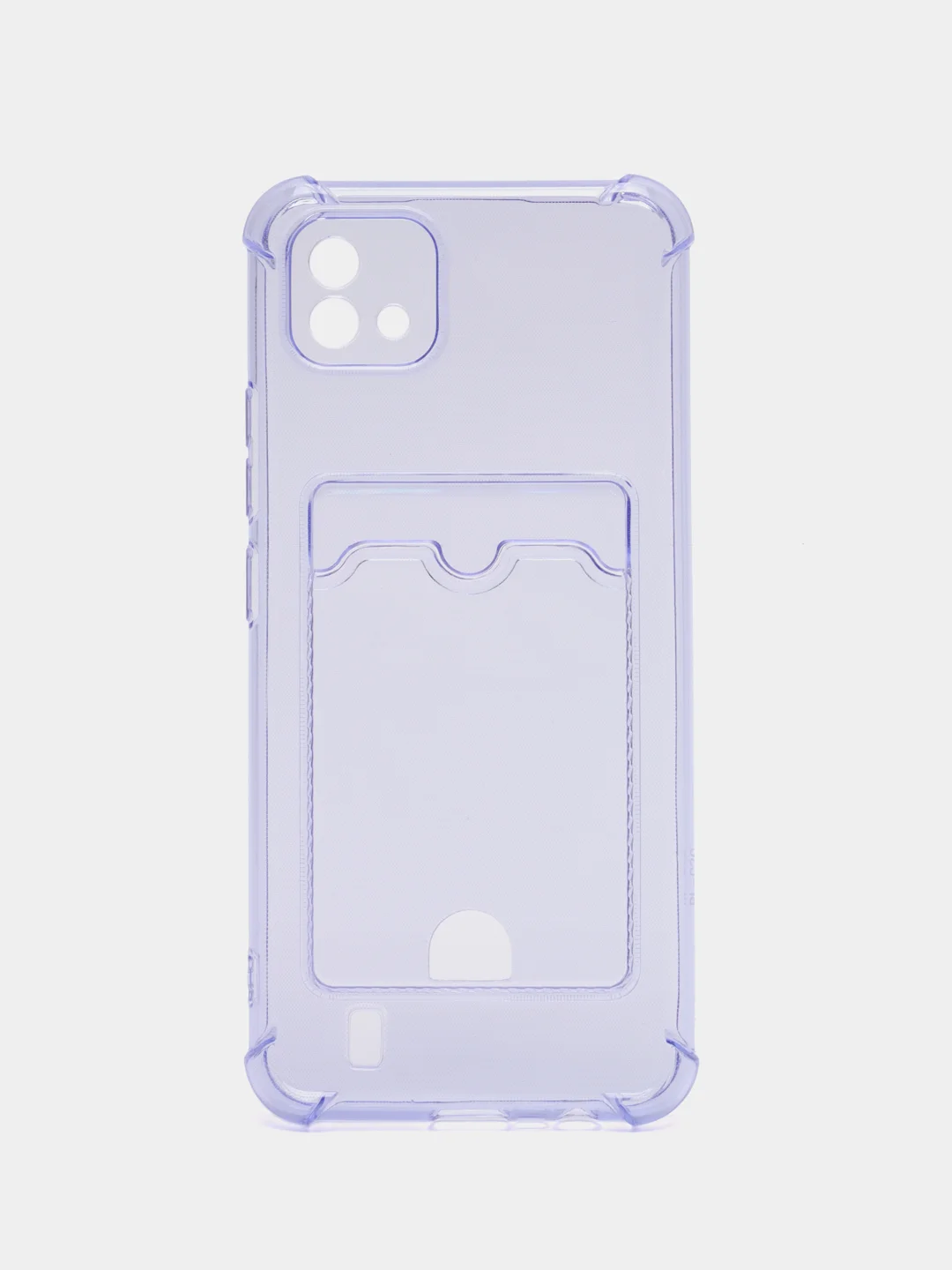 Лавандовый чехол противоударный Realme C11 2021, C20, прозрачный с карманом для карты