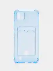 Голубой чехол противоударный Realme C11 2021, C20, прозрачный с карманом для карты