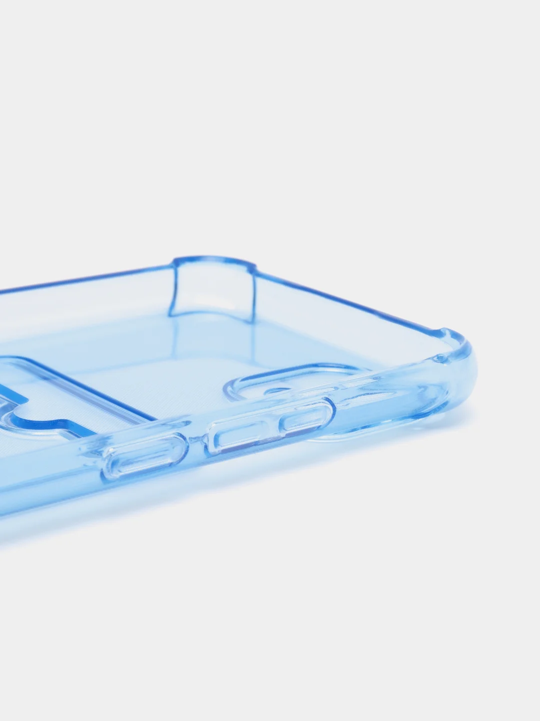Голубой чехол противоударный Realme C11 2021, C20, прозрачный с карманом для карты