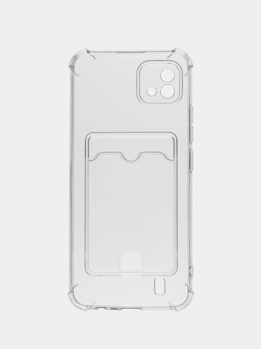 Лавандовый чехол противоударный Realme C11 2021, C20, прозрачный с карманом для карты