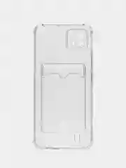 Лавандовый чехол противоударный Realme C11 2021, C20, прозрачный с карманом для карты