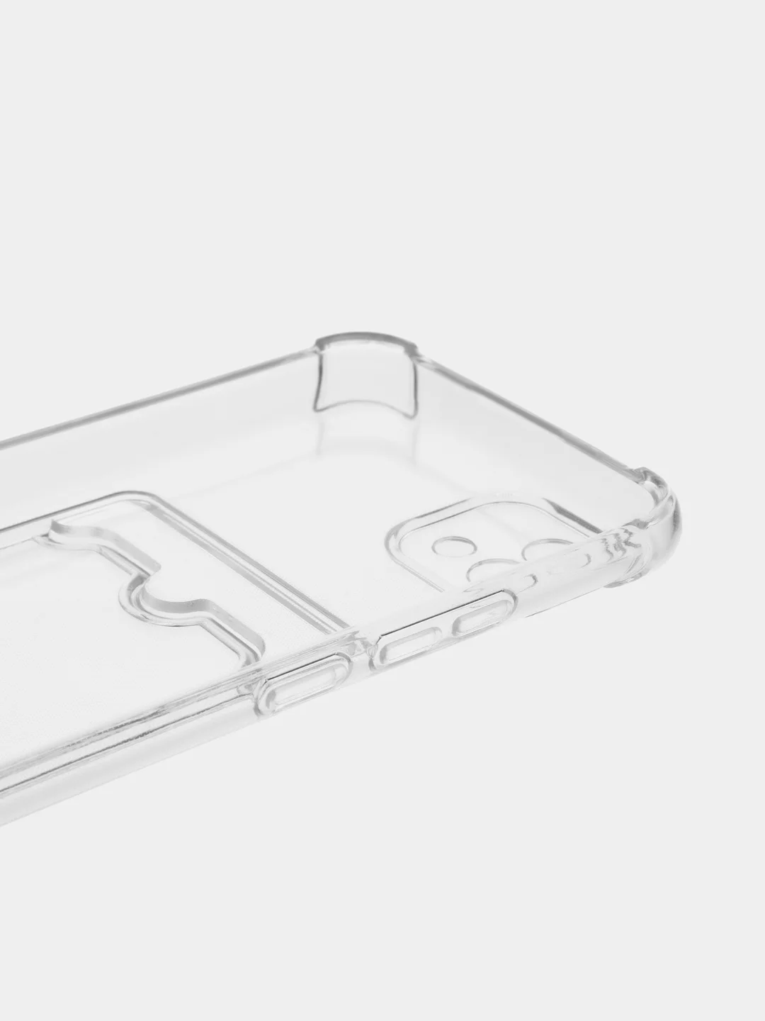 Лавандовый чехол противоударный Realme C11 2021, C20, прозрачный с карманом для карты